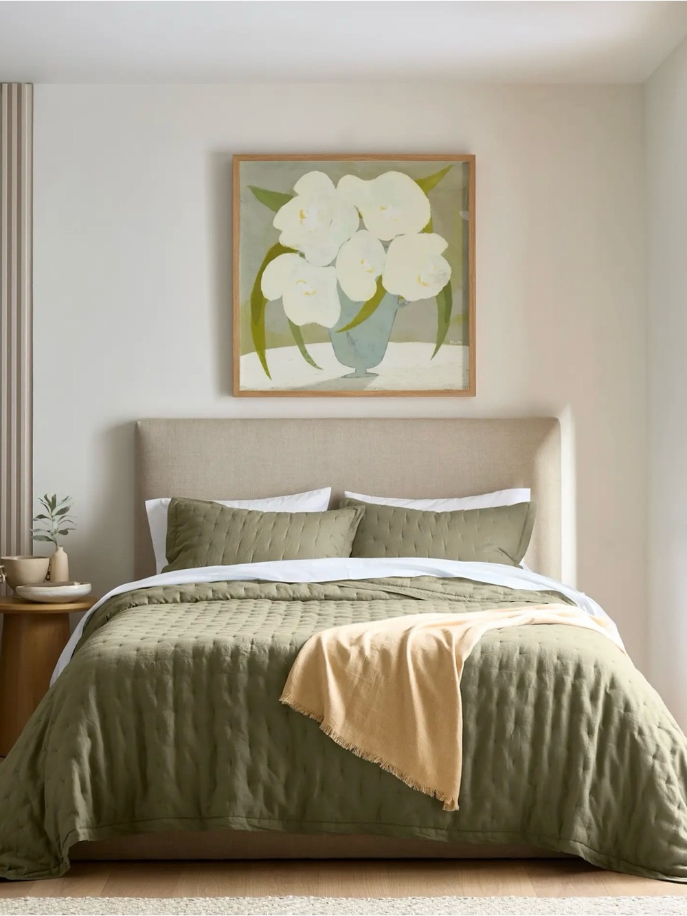 Quince European Linen Dream Quilt Full/Queen Willowleaf Green